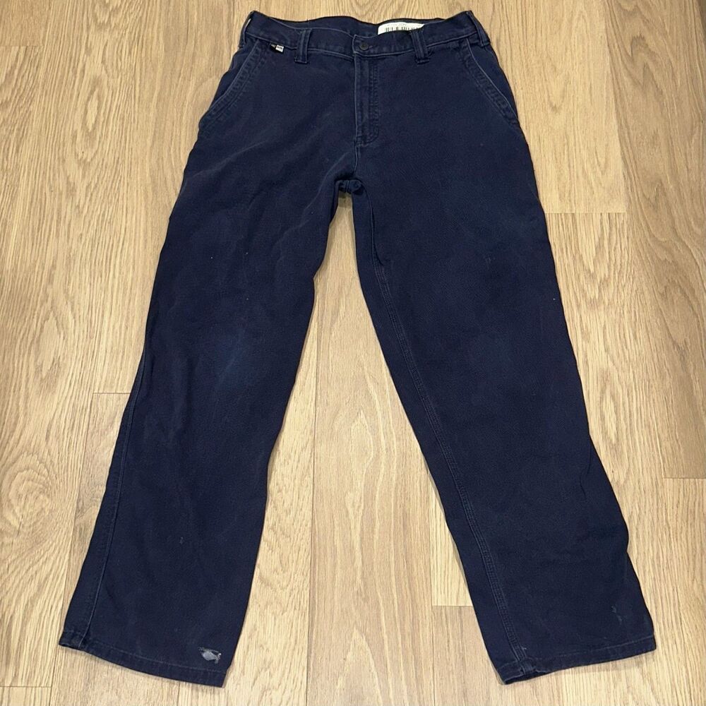 Carhartt FR Navy Blue Chino Workwear Pants Mens 30x29 Distressed